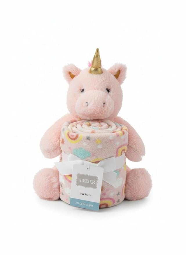 Tinkerbuds Unicorn Cuddle Toy with Soft Baby Blanket