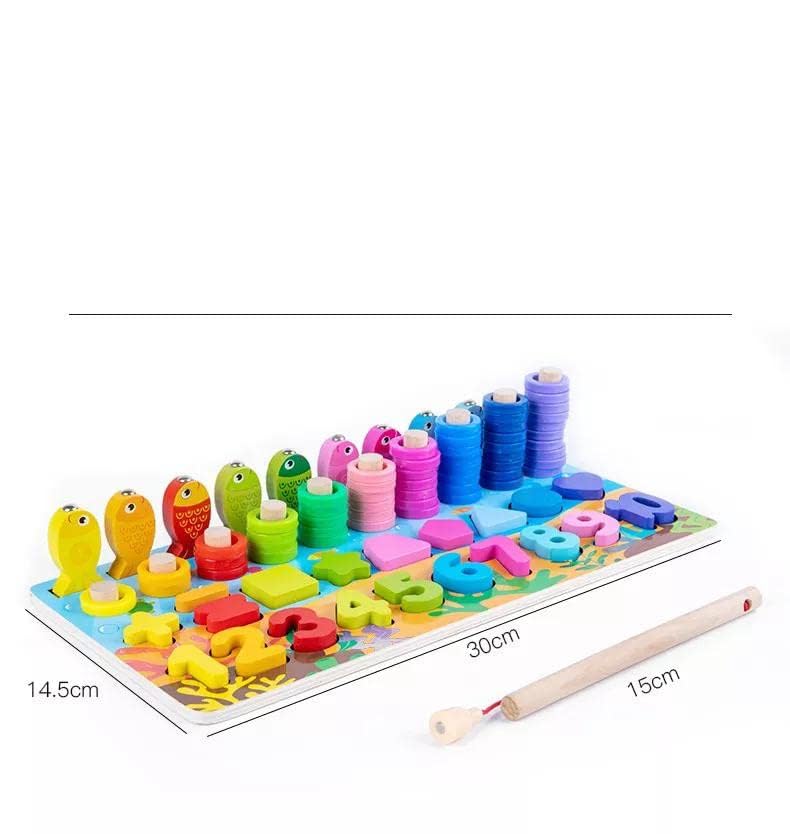 Tinkerbuds Wooden Fishing Activity Board | Magnetic Fish Catching & Shape Learning Toy