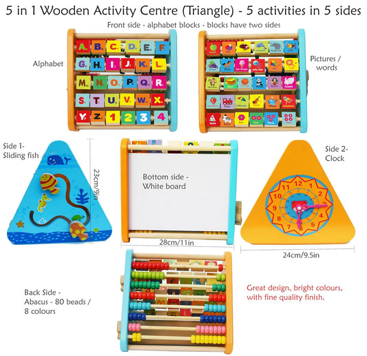 Tinkerbuds 5-in-1 Wooden Triangle Toy | Cognitive, Motor & Sensory Skill Development