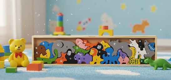 Tinkerbuds Animal ABC Puzzle | Alphabet & Animal Matching Learning Toy