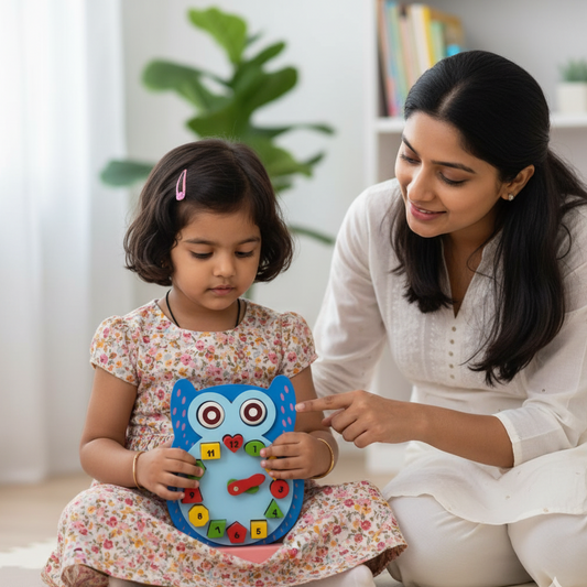 Wooden Owl Shape Clock for Kids | Time-Telling & Shape Sorting Learning Board