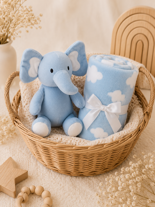Tinkerbuds Elephant Cuddle Toy with Soft Baby Blanket