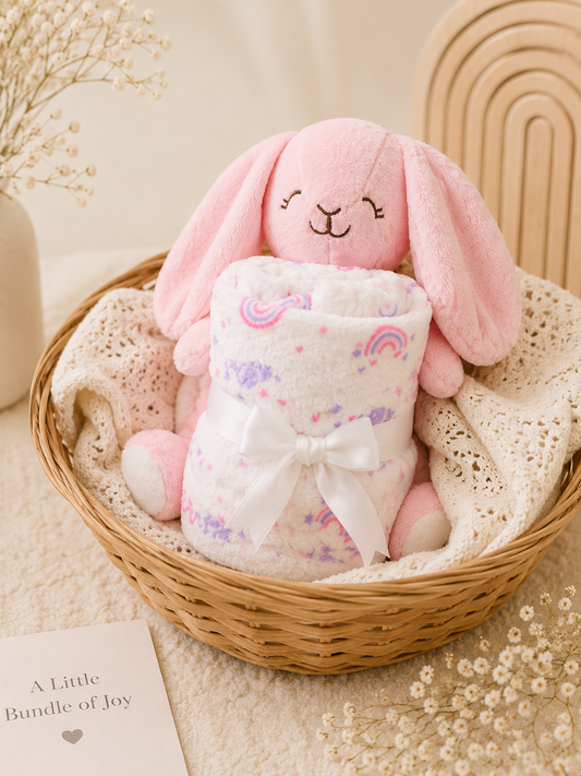Tinkerbuds Bunny Cuddle Toy with Soft Baby Blanket