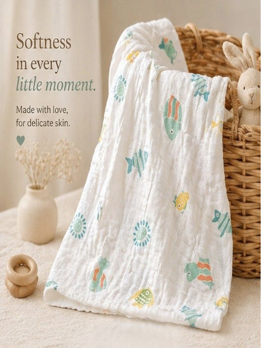 Tinkerbuds 100% Cotton Muslin Swaddle Blanket for Babies | Soft & Breathable Baby Wrap