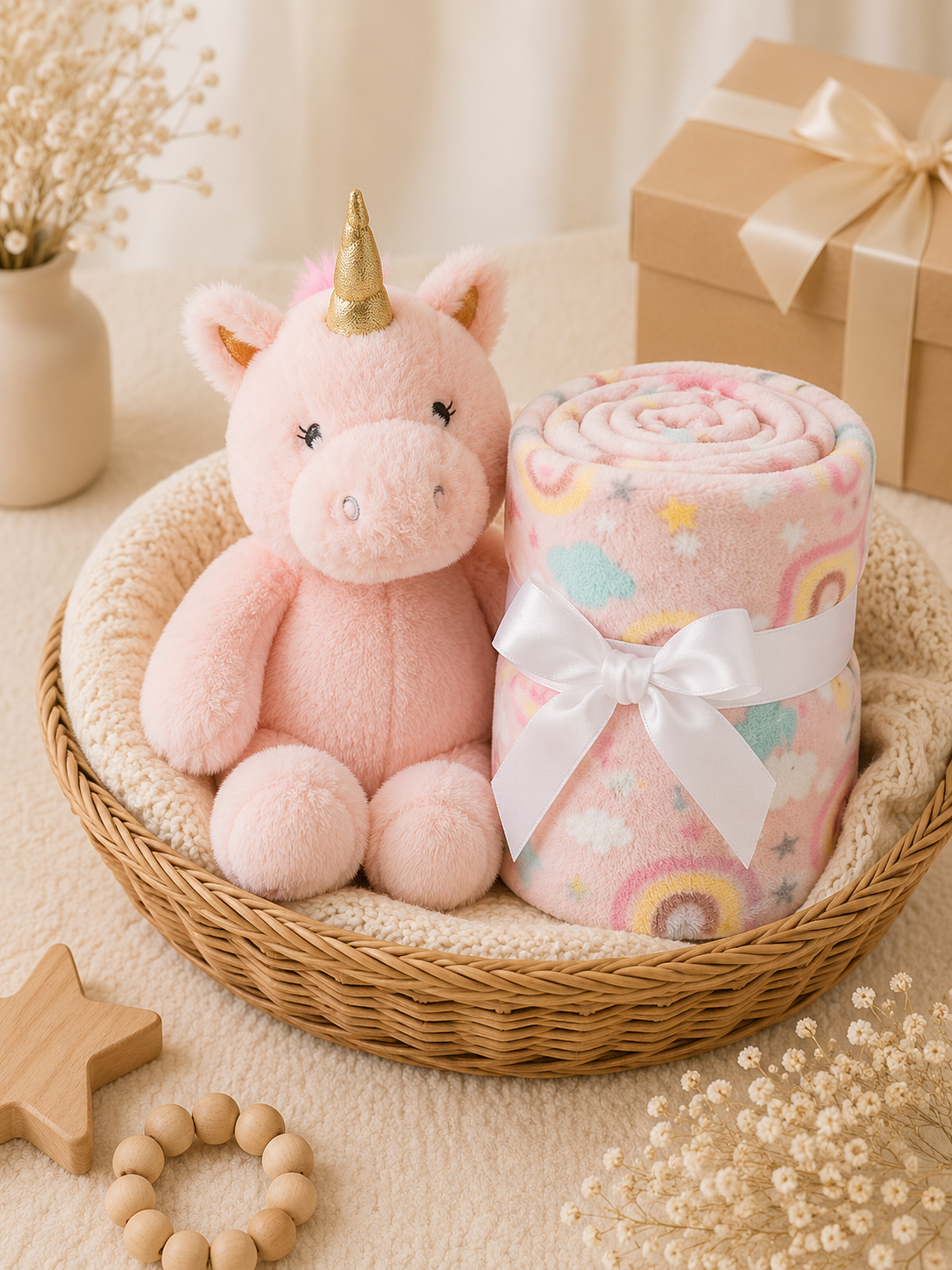 Tinkerbuds Unicorn Cuddle Toy with Soft Baby Blanket