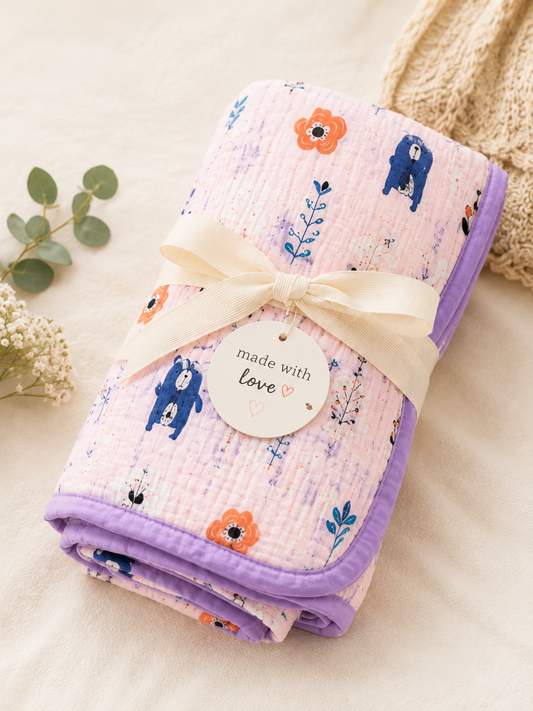 100% Cotton Purple Muslin Baby Blanket for Newborns | Soft & Breathable