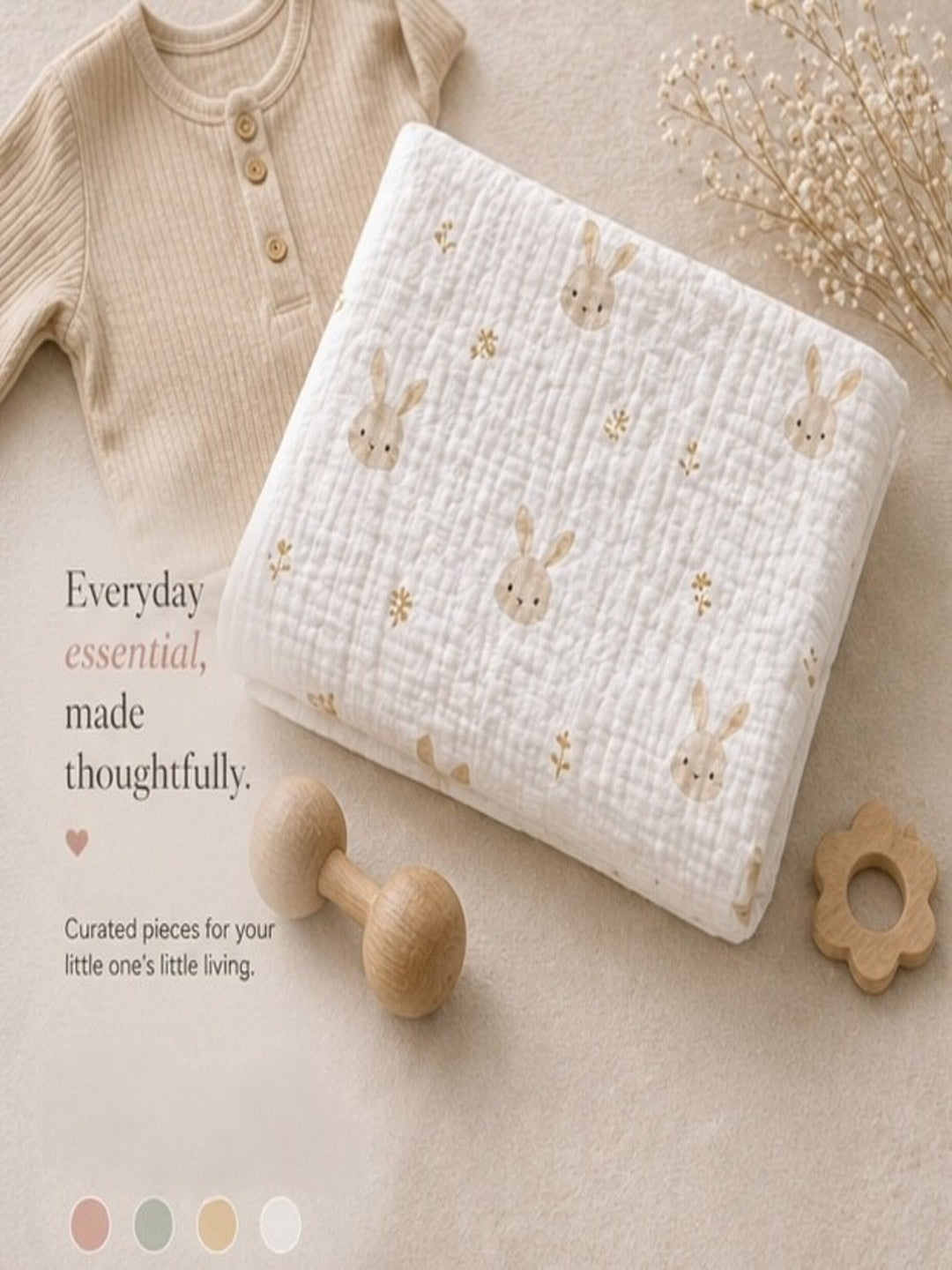 Tinkerbuds 100% Cotton Muslin Swaddle Blanket for Babies | Soft & Breathable Baby Wrap