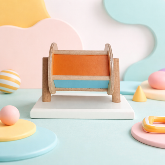 Tinkerbuds Wooden Spinning Drum Toy for Babies (4 to 6+ Months) | Montessori Sensory Music Toy