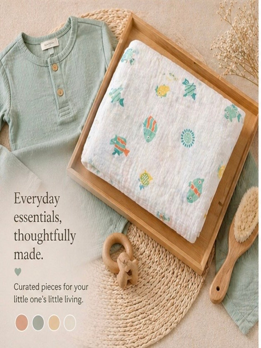 Tinkerbuds 100% Cotton Muslin Swaddle Blanket for Babies | Soft & Breathable Baby Wrap