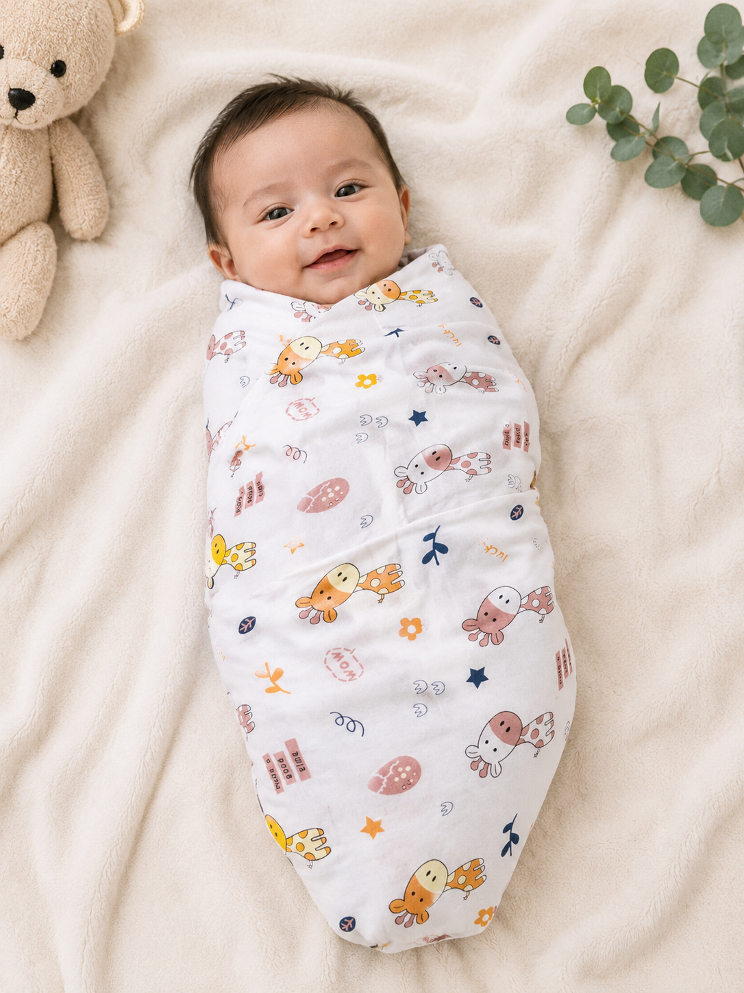 Tinkerbuds Set of 3 Cotton Hosiery Baby Swaddle Wraps | Soft & Stretchable Newborn Swaddles