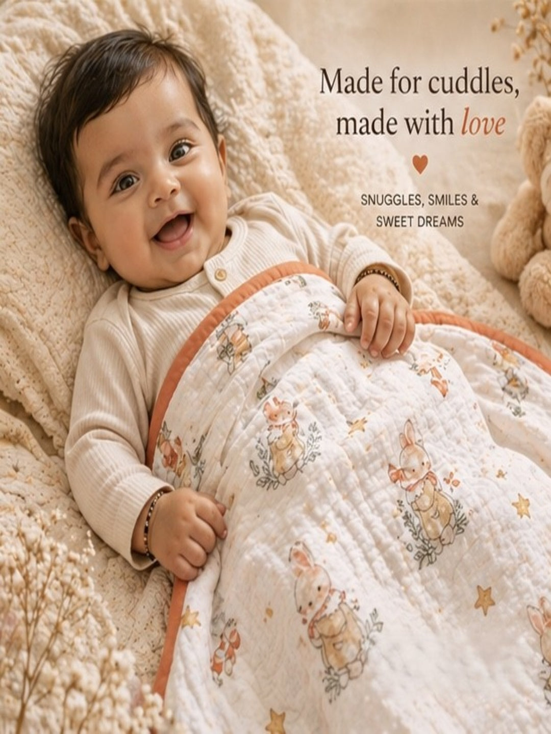 100% Cotton Orange Muslin Baby Blanket for Newborns | Soft & Breathable