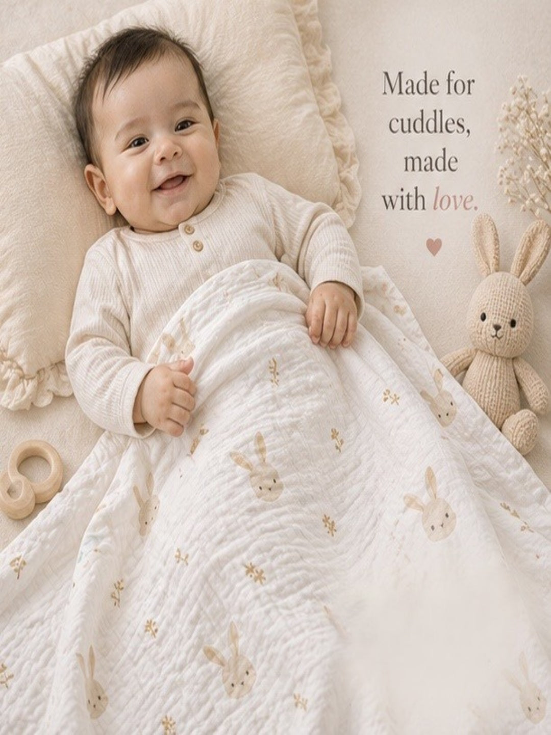Tinkerbuds 100% Cotton Muslin Swaddle Blanket for Babies | Soft & Breathable Baby Wrap