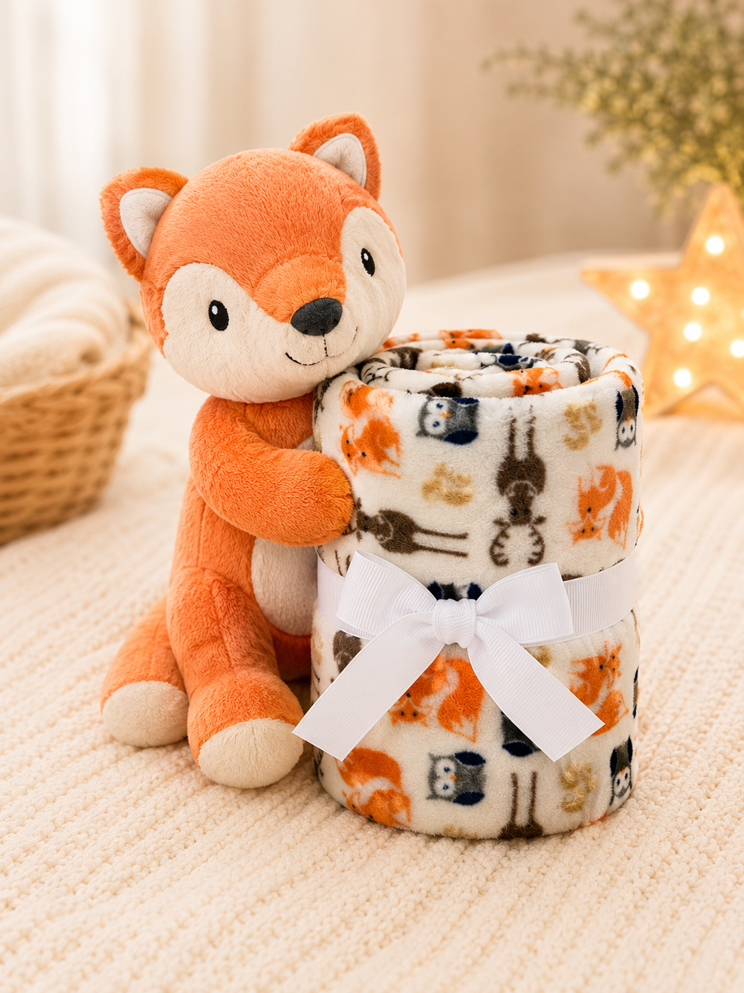 Tinkerbuds Fox Cuddle Toy with Soft Baby Blanket
