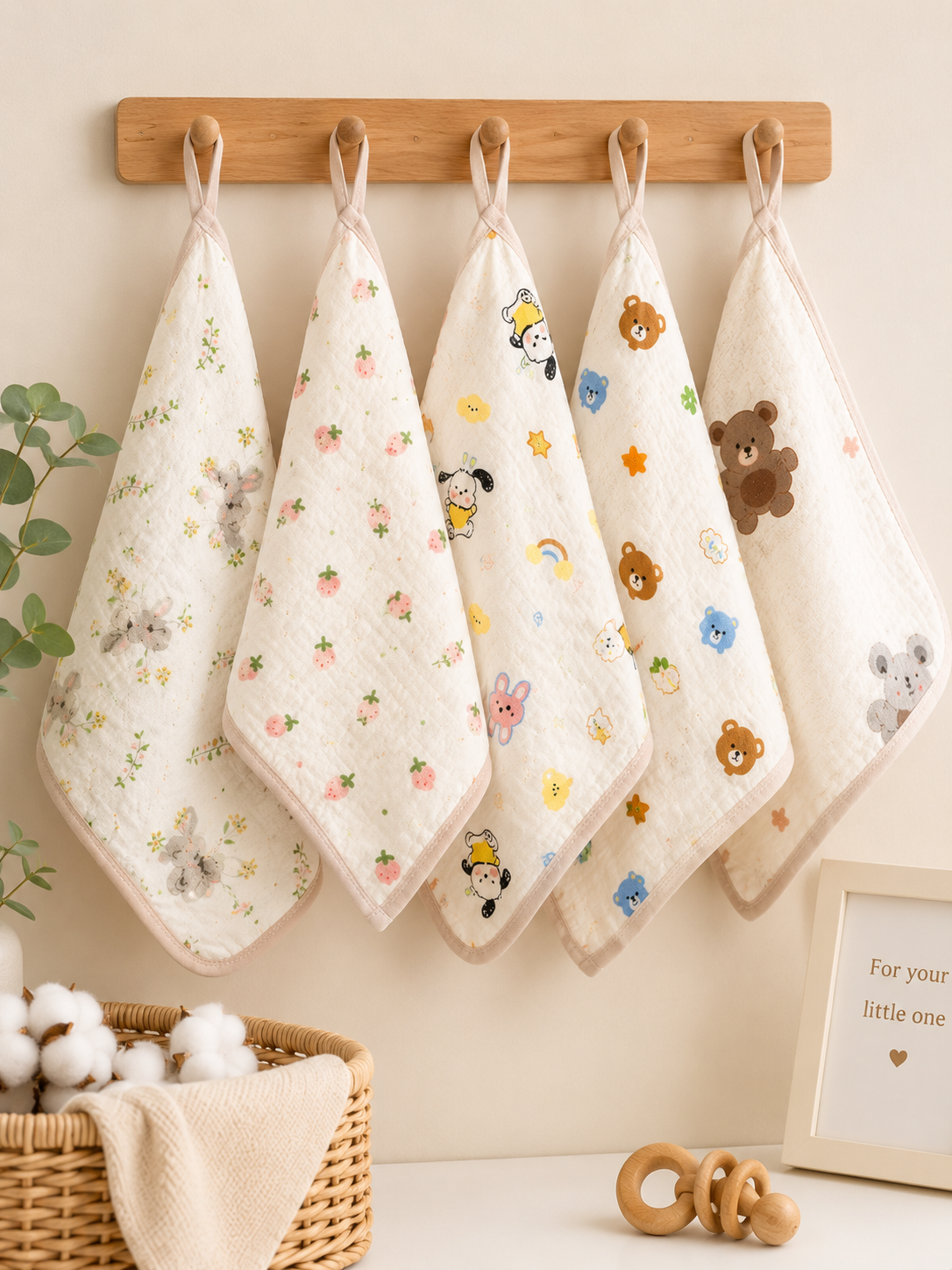 Tinkerbuds Set of 5 Muslin Cotton Napkins for New Borns