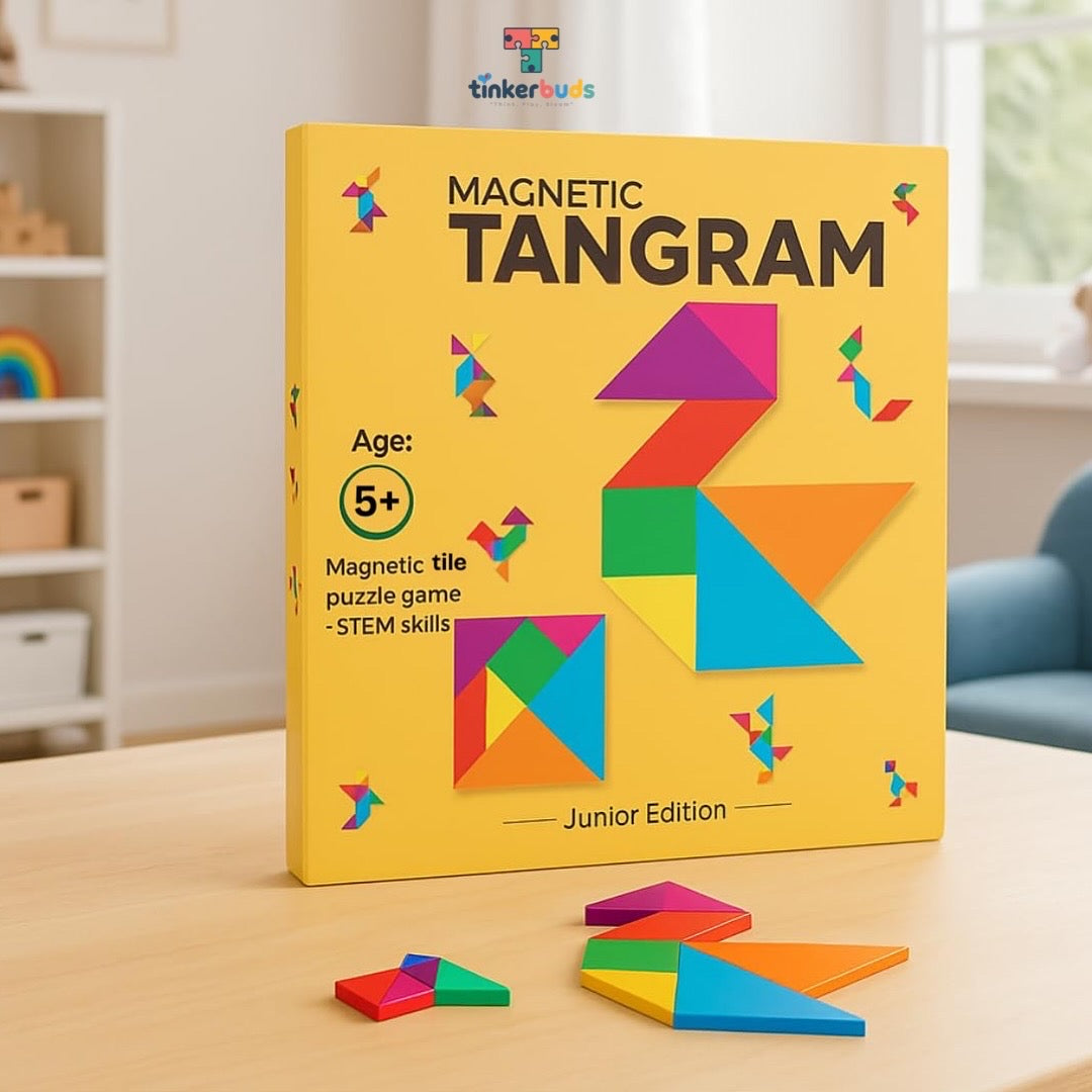 Tinkerbuds 7-Piece Magnetic Tangram | STEM & Problem-Solving Toy for Kids