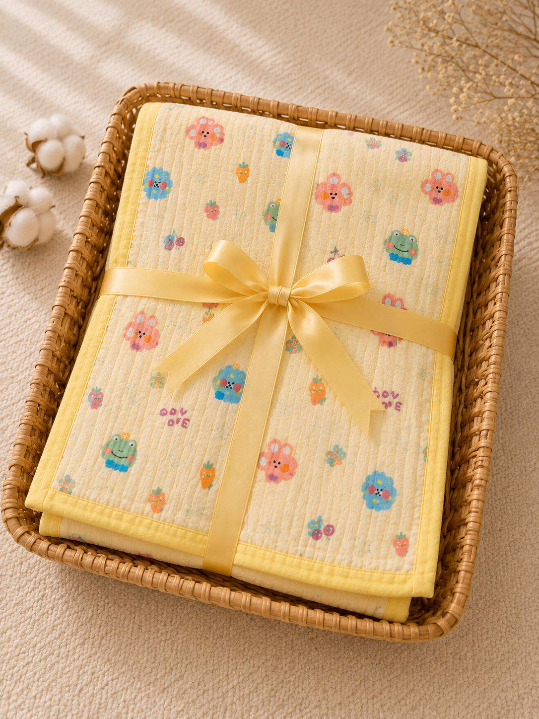 100% Cotton Yellow Muslin Baby Blanket for Newborns | Soft & Breathable