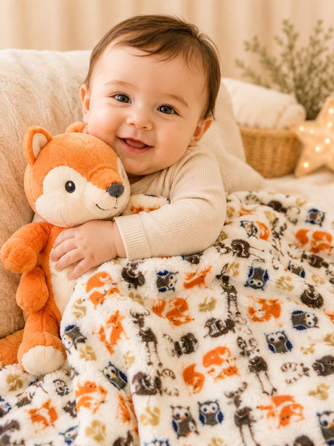 Tinkerbuds Fox Cuddle Toy with Soft Baby Blanket