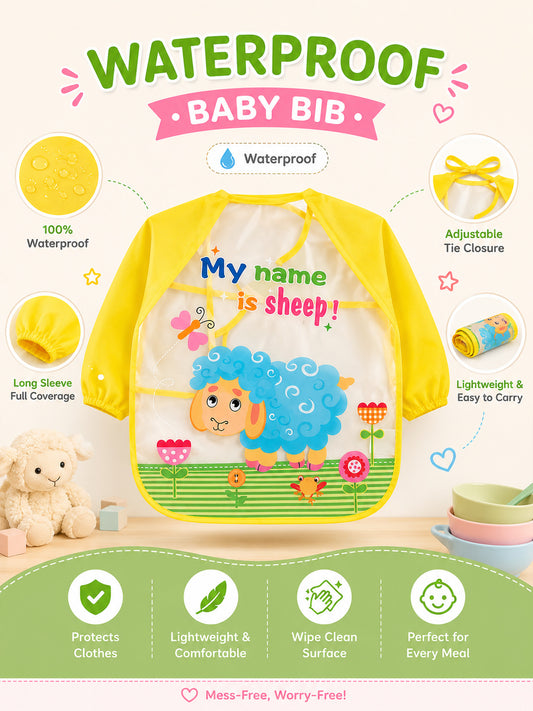 Tinkerbuds Kids Yellow Waterproof Bib with Sleeves (0-4 years)