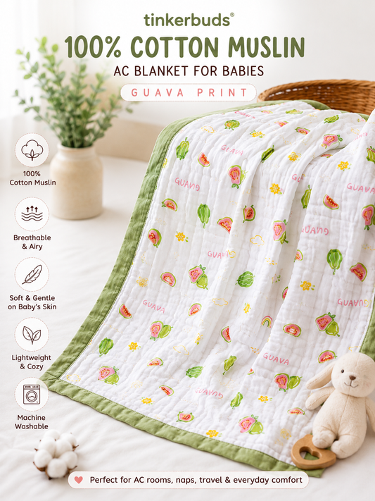 100% Cotton Green Muslin Baby Blanket for Newborns | Soft & Breathable