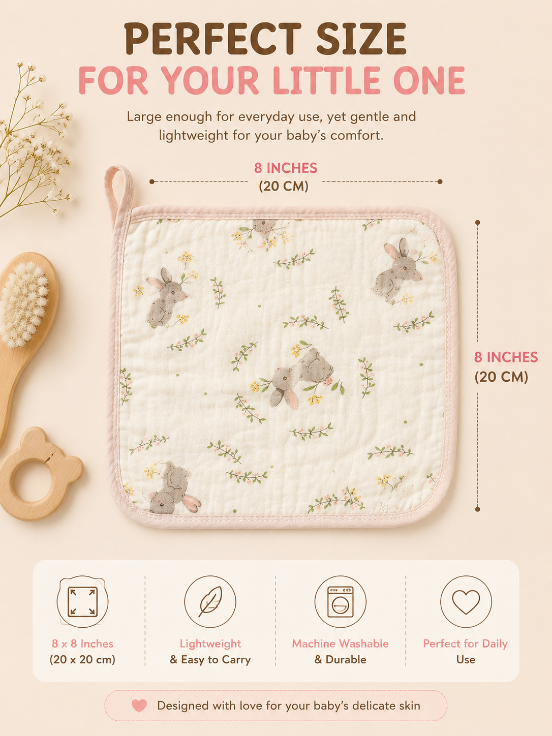 Tinkerbuds Set of 5 Muslin Cotton Napkins for New Borns