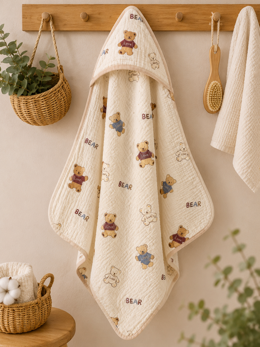Tinkerbuds 100% Cotton Muslin Hooded Towel for Newborns & Kids