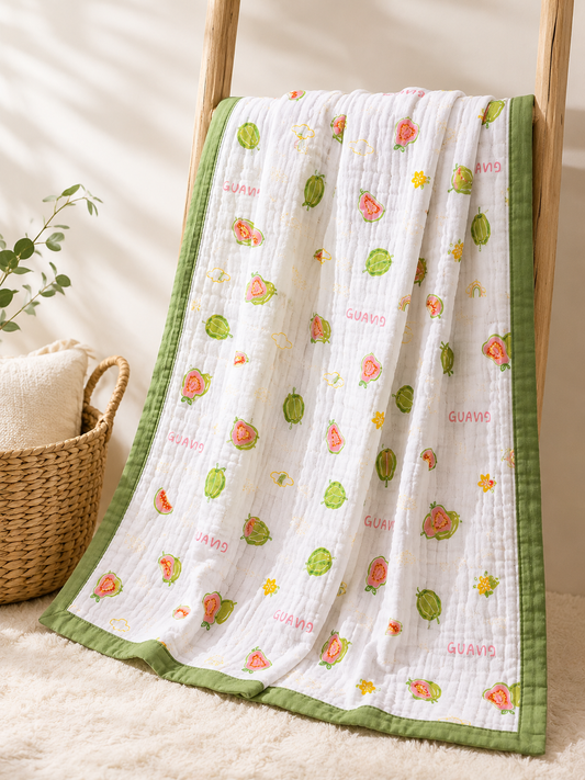 100% Cotton Green Muslin Baby Blanket for Newborns | Soft & Breathable