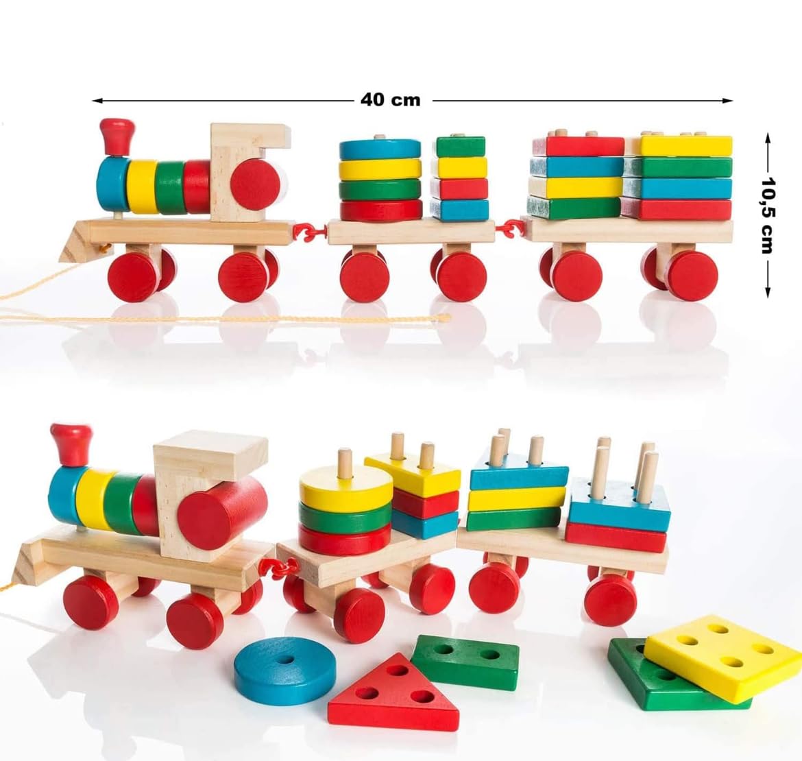 Tinkerbuds Montessori Shape Sorting Train | Educational Wooden Toy for 1.5+ Years