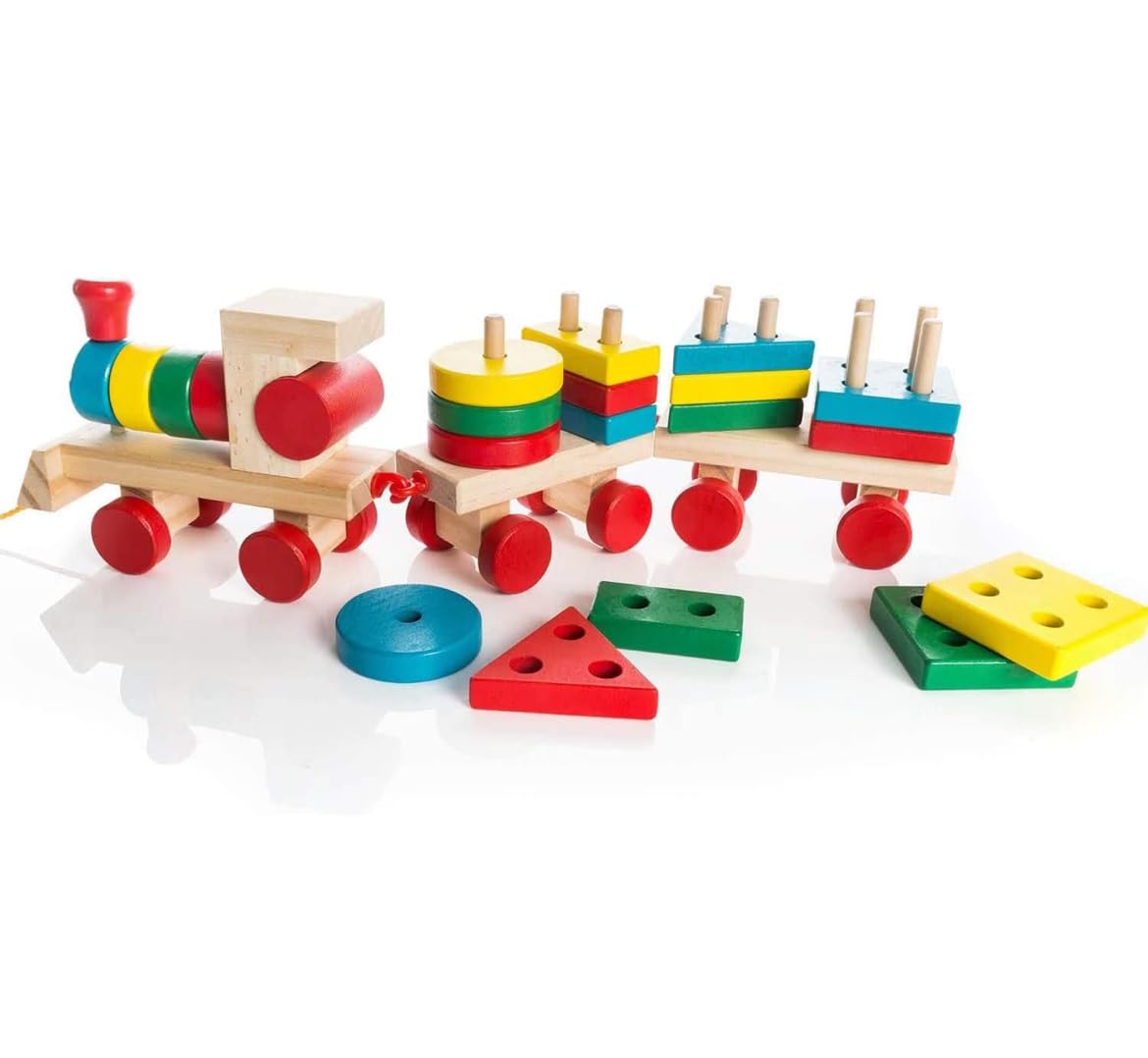 Tinkerbuds Montessori Shape Sorting Train | Educational Wooden Toy for 1.5+ Years