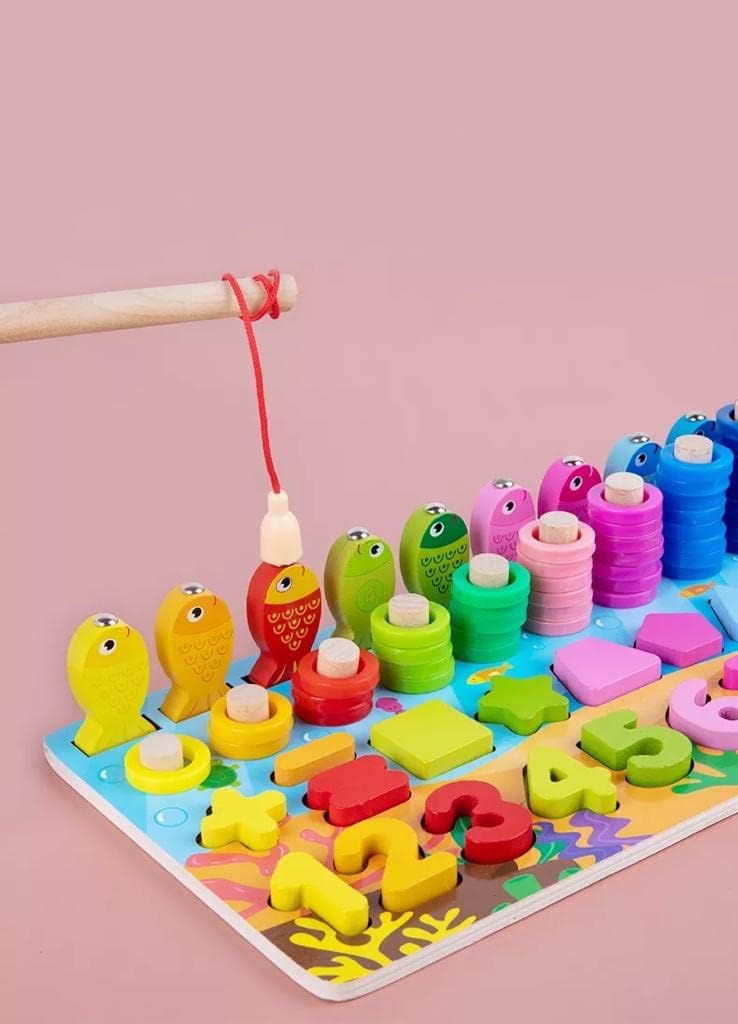 Tinkerbuds Wooden Fishing Activity Board | Magnetic Fish Catching & Shape Learning Toy