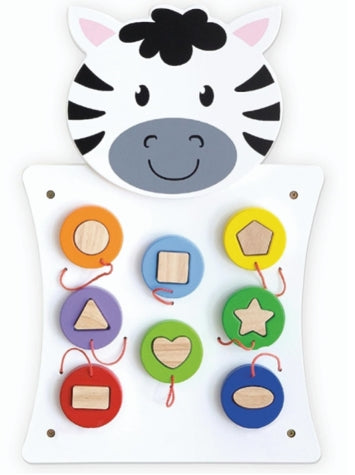 Wooden Zebra Wall Mounted Learning Toy | Shape Sorting & Interactive Play for Kids
