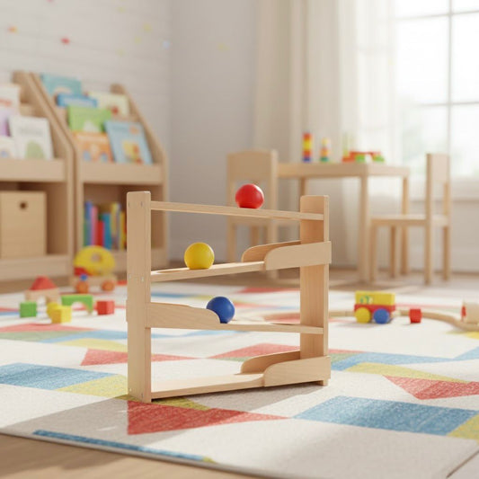 Wooden Ball Drop & Run Tracker | Sensory Play & Hand-Eye Coordination for Kids