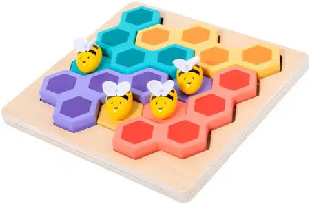 Tinkerbuds Wooden Bee Puzzle | Montessori Shape & Colour Learning Toy for Toddlers