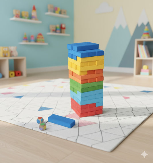 Tinkerbuds Wooden Jenga Colour Blocks | Classic Stacking & Balancing Game for Kids & Family