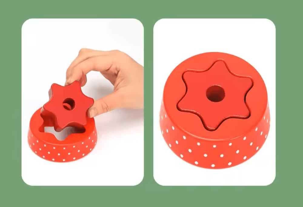 Tinkerbuds Wooden Bear Shape Stacker | Montessori Colour & Size Learning Toy for Toddlers