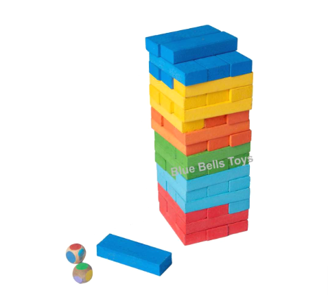Tinkerbuds Wooden Jenga Colour Blocks | Classic Stacking & Balancing Game for Kids & Family