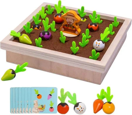 Tinkerbuds Wooden Memory Carrot Harvest Toy | Montessori Sorting & Memory Game for Toddlers